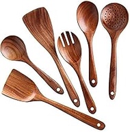 Erudite Natural Living Wooden Kitchen Utensils Set of 6 for Cooking, Wooden Kitchen Utensils Includi