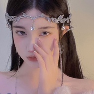 Rhinestone Crown Hair Accessory, Halloween Cosplay Costume Party, Soft Fairy Ears And Crown Headband