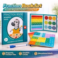 Fraction Book Set, Wooden Magnetic Fraction Learning Disk, Magnetic Fraction Tiles & Circles,Educati