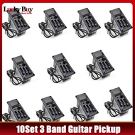 【HOT】 10set 3 Band Right Hand Acoustic Guitar Eq Equalizer Preamp Amplifier Guitar Pickup With 6.5mm Output Black Guitar Part