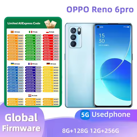oppo Reno6 pro 5G Android CPU MediaTek Dimensity 1200 6.55 inches Screen 12GB RAM 256GB ROM 64MP cam