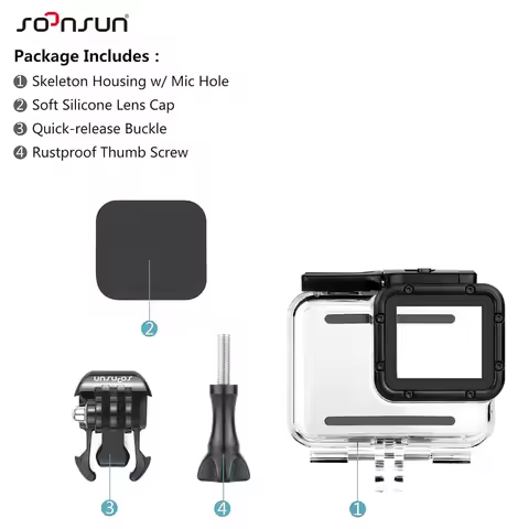 SOONSUN Skeleton Housing Case for GoPro Hero 5 6 7 Black Wire Connectable Side Open Protective Shell