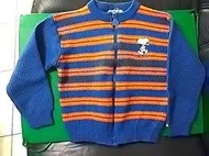 SNOOPY藍橘黃相間條紋兒童毛衣120(約適3~5歲)(桂花霆C63)