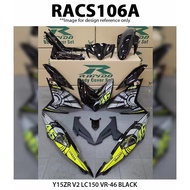 Cover Set Rapido Y15ZR V1 V2 Yamaha LC150 VR-46 Black VR 46 Ysuku LC-150 Accessories Motor Y15 Color Y15ZR VR46 LC 150