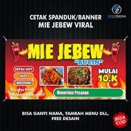 spanduk banner mie jebew mie level pedas mie setan | desain custom