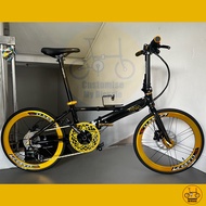 Fnhon Monsoon 22” • 9 Speeds Shimano Sora • Litepro Aero • Folding Bicycle Foldie Folding Fold Bike • 451 tyres • 20” inches • Black Gold • Crius Velocity Master Gust Tornado Blast Dahon Tern Bifold • Customise My Bicycle •