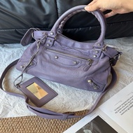 Balenciaga巴黎世家 淡紫色 first 機車包手提包單肩包斜挎包