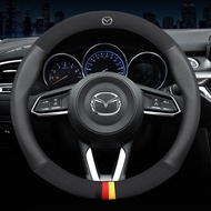 รถพวงมาลัยฝาครอบหนังสำหรับ Mazda 2 3 5 6 8 Atenza AXELA BT-50 CX5 CX7 CX3 CX9 CX30 2018 2019 2020 2021 Breathable อุปกรณ์จัดแต่งทรงผม