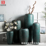 Jingdezhen Ceramic Floor Stand Vase Chinese Retro Large Vase Decoration Living Room and Hotel Soft Flower Arrangement