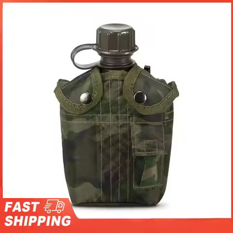 Hiking Backpacking Survival Water Bottle Kettle 1L Outdoor Military Canteen Bottle Camping with Cove