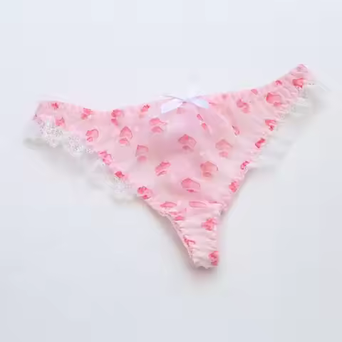 Women Chiffon Summer Light Weight Silky Touch Thong Panty GF Harajuku Cute Kawayi T-back Underpants