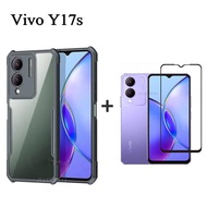 2 in 1 Vivo Y17s Y17 S Shockproof Phone Case and Full Cover Tempered Glass Screen Protector Film