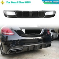 Carbon Fiber Car Rear Bumper Diffuser Lip for Mercedes Benz C Class W205 Sport C43 C63 AMG 2015-2020