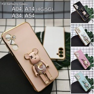 Samsung Galaxy A04 A14 4G 5G A34 A54 Cute Bear Mobile Phone Stand I Ring Holder Silicone Soft Housin