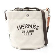 HERMES Sac de Pansage 水桶肩背包 Toile V 型帆布米色二手 M