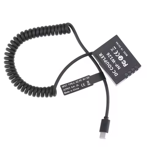 FOTGA Decoded NP-W126 Dummy Battery Adapter +Type C Cable for Fujifilm X-S10 XT1 XT2 XT3 XT10 XT20 X