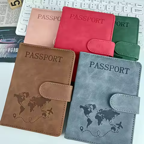 RFID Travel Wallet for Men Map Print Passport Holder Flight Ticket Clip ID Holder Passport Cover Wom