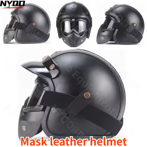 Electric Car Four Seasons Retro Helmet Handmade Personalized Motorcycle 3/4 Leather Half Helmet Unis