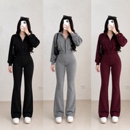 Alora Terno Flare Pants for adult and Garterize Long Sleeve Top Spanribs Fabric Full Length Bottom