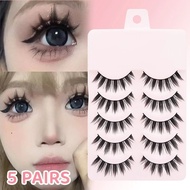 5 Pairs Manga Lashes Eyes Lashes Soft Natural Long Eyelashes Fake Lashes Anime Wispy Strip Makeup