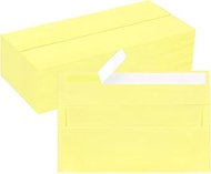 100 Pack #10 Business Envelopes, Light Yellow Standard Envelopes Self Seal, Letter Size Mailing Enve