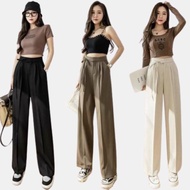 Women's Wide Leg Pants with Bow Tie in High Quality Ruby Fabric, 95cm Long, Super Hot to Wear to Wor