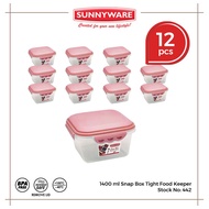 12pcs (1 dozen) set 1400 ml Snap Box Tight food keeper  [ Sunnyware 442 ]