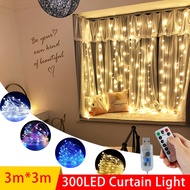 300-LED Waterproof Window Curtain Icicle Fairy String Lights with Remote Control, 8 Modes, 3m x 3m f