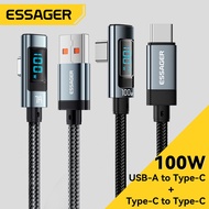 Essager 7A 100w Elbow Fast Charging Data Cable With Power Display USB To Type C  Type C To Type C