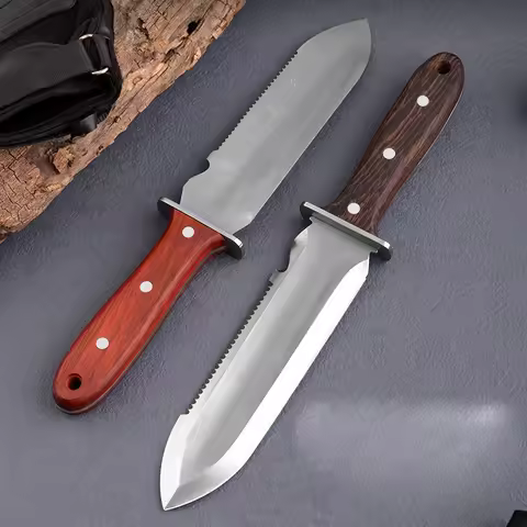 1Pc Professional Hori Hori Garden Knife with Sheath Protective Handguard Stainless Steel Blade for W