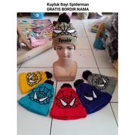 Free baby beanie embroidered with name with Spiderman Motif