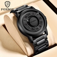 FOXBOX new men's quartz watch, black technology waterproof watch, steel strap rolling ball watch