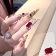 Koi Attached Full Diamond Wear Nails Exquisite Feeling Red Diamonds New Year Atmosphere Pure Desire 