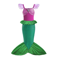 【TI hot】 Ariel Princess Short Sleeve Tulle Gown for Girls Mermaid Cosplay Costume Birthday Carnival