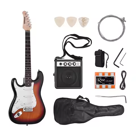 ammoon Electric Guitar Solid Wood Left Handed Guitar Electric 21 Frets 6 String with Speaker Pitch P