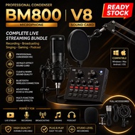 Professional BM800 Condenser Microphone with V8 Sound Card USB Bluetooth Recording Broadcast Karaoke