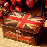 zakka 生活雜貨 中款 復古懷舊 英國國旗 英倫風 米字旗 馬口鐵收納盒 鐵盒 方盒 鎖盒 IBO10B3