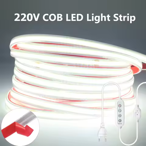 Dimmable 220V COB LED Neon Strip Light High Bright 288LEDs Waterproof Outdoor Lamp Tape with Dimmer 