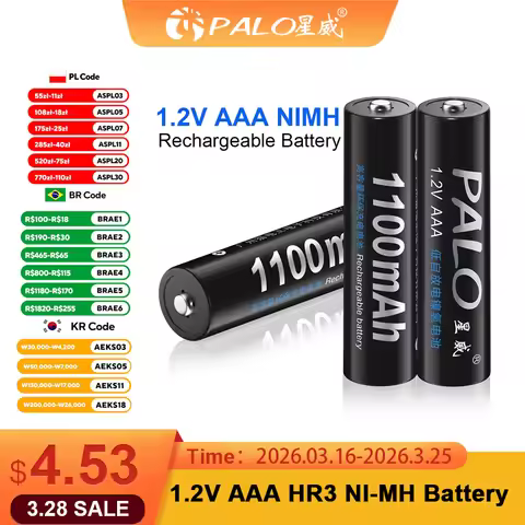 PALO 4-16Pcs 1100mAh AAA Rechargeable Battery 1.2V Ni-MH AAA Battery Rechargeable 3A Batteries Batte