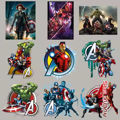 Disney Marvel superhero Spiderman Iron Man hulk Cartoon Iron on Heat Transfer Patches Stickers Cloth