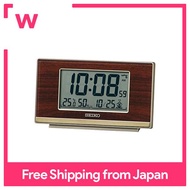 Seiko clock table clock wood grain body size: 7.8 × 13.5 × 3.8 cm alarm clock electric wave digital step down snooze SQ793B