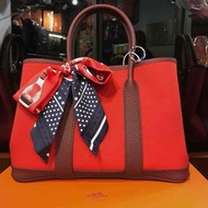 Hermes Garden Party 30cm Canvas 紅色  Red Handbag