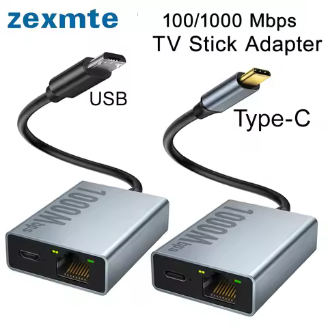 ZEXMTE 1000Mbps Network Card Type C Micro USB Ethernet Adapter for Chromecast 4K Google TV Smartphon