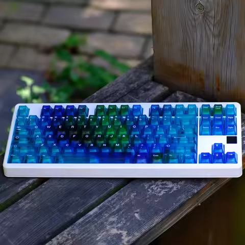 Aifei Fog Translucent Keycaps Gradient 122 Keys Pink Blue Green Color for Mechanical Keyboard Mad 60