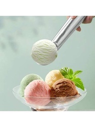 1入組不銹鋼冰淇淋勺，適用於冰凍乳酪、冰淇淋、西瓜、甜瓜、木瓜，重責任金屬水果球器，帶防凍把手的耐用冰淇淋勺，大勺碗，球形勺頭