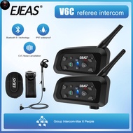 PTS 1/2Pcs EJEAS V6C pro+ Football Referee Intercom Earphones 800M 2 People Full Duplex Conference I