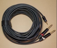 Y-split cable, 3.5mm stereo to 6.35mm TS left right, 10M