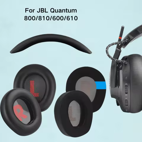 Cooling gel ear pad replacement covers for JBL Quantum 800 / Q800 / Q600 headphones, headband repair