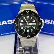 ♘Casio MRW-200HD-1BV Men Analog Date Day Functioning Classic Black Dial Stainless Steel Strap Diver 