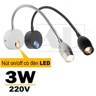 Đèn đầu giường đọc sách Led 3W - 220V Loại gắn tường Ánh sáng chiếu rọi điểm - DW004